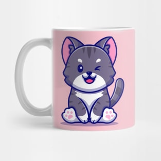 Cute Cat Sitting Cartoon Mug